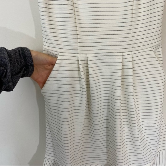 Anthropologie  Maeve Sunland Striped V Neck Flutter Ruffle Sleeve Knit Dress 4 - Picture 5 of 8